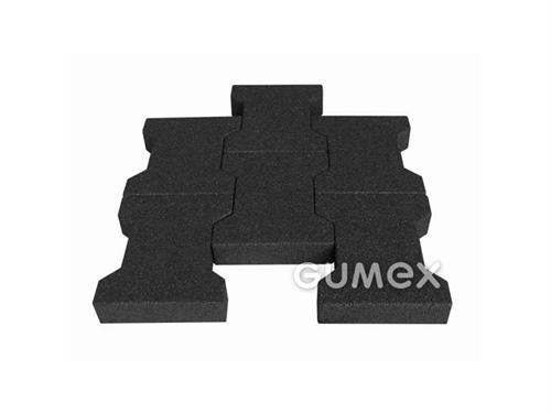 ELASTON-ELTEC PUZZLE Verbundpflaster, 43mm, 200x165mm, recyclierter Gummi, PU-Binder, schwarz, 